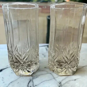 Cristal d'Arques Brighton Tumbler set of 2 clear glass 6-sided bottom EUC